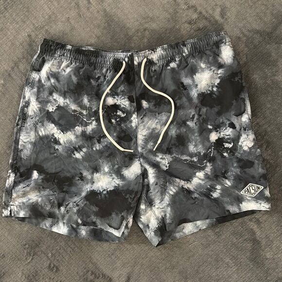 PACSUN Gray and Black Tie-Dye Swim Shorts - Picture 1 of 3